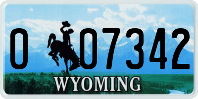 WY license plate 007342