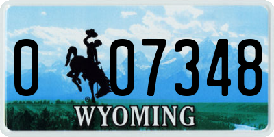 WY license plate 007348