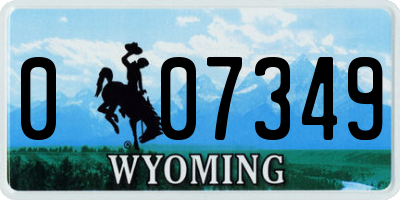 WY license plate 007349