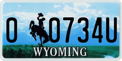 WY license plate 00734U