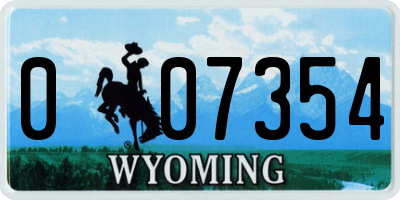 WY license plate 007354