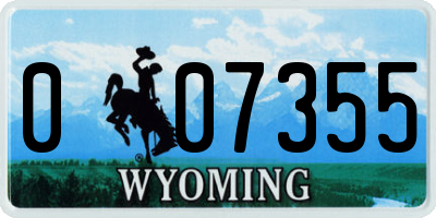 WY license plate 007355