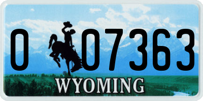 WY license plate 007363