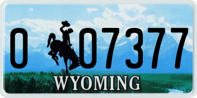 WY license plate 007377