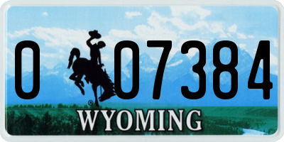 WY license plate 007384