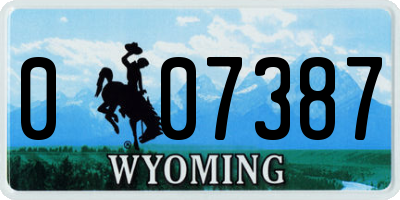 WY license plate 007387