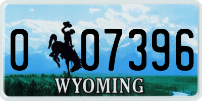 WY license plate 007396