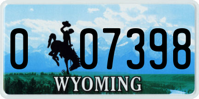 WY license plate 007398