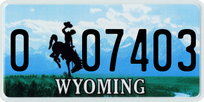 WY license plate 007403