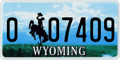 WY license plate 007409