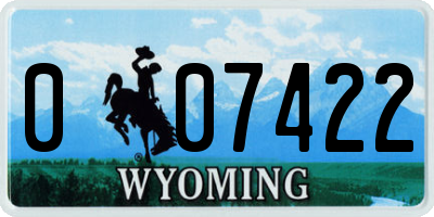 WY license plate 007422