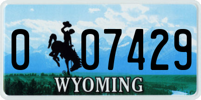 WY license plate 007429