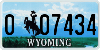WY license plate 007434