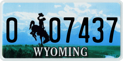 WY license plate 007437