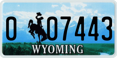WY license plate 007443