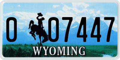 WY license plate 007447