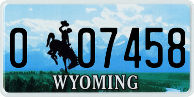 WY license plate 007458
