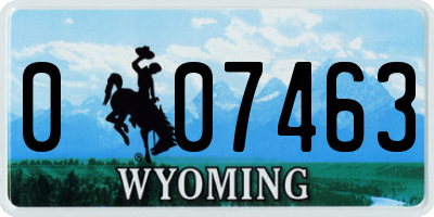 WY license plate 007463