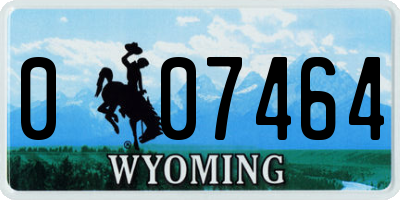 WY license plate 007464