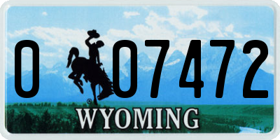 WY license plate 007472