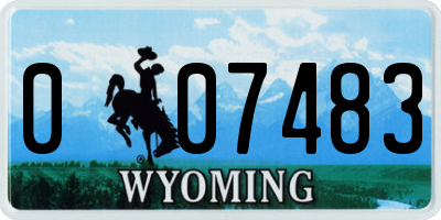 WY license plate 007483