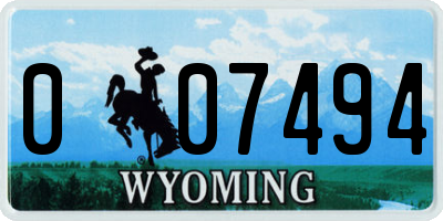 WY license plate 007494