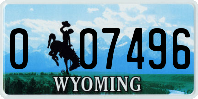 WY license plate 007496