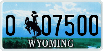 WY license plate 007500