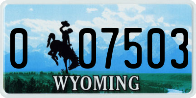 WY license plate 007503