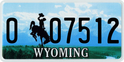 WY license plate 007512