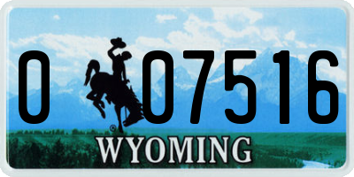 WY license plate 007516