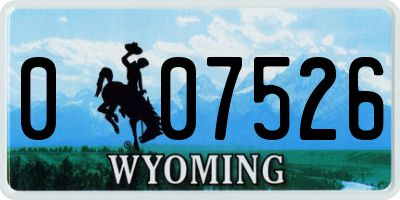 WY license plate 007526