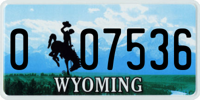 WY license plate 007536