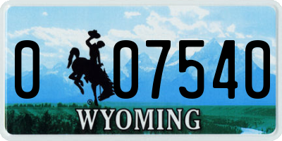 WY license plate 007540