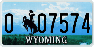 WY license plate 007574