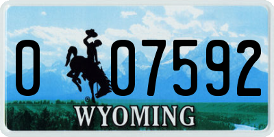 WY license plate 007592