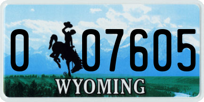 WY license plate 007605