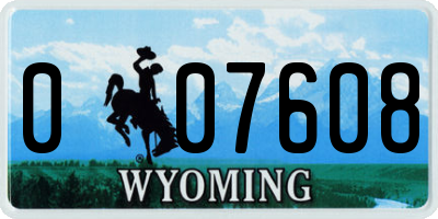 WY license plate 007608