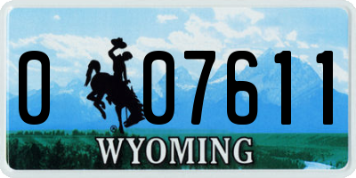 WY license plate 007611