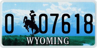 WY license plate 007618