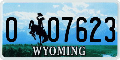 WY license plate 007623