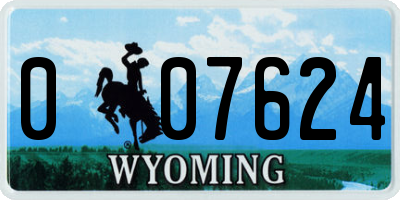 WY license plate 007624