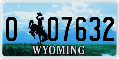 WY license plate 007632