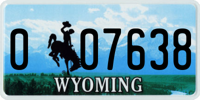 WY license plate 007638