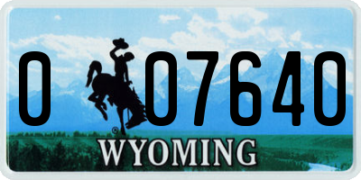 WY license plate 007640