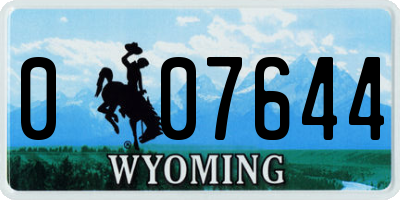 WY license plate 007644