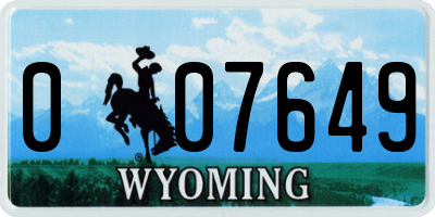 WY license plate 007649