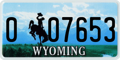 WY license plate 007653