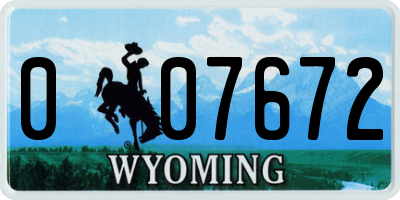 WY license plate 007672