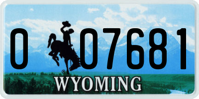 WY license plate 007681